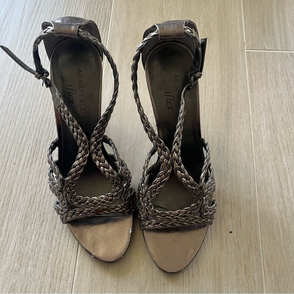 Anne Klein Iflex Mapleasem Pewter Heel Sandal Size 7